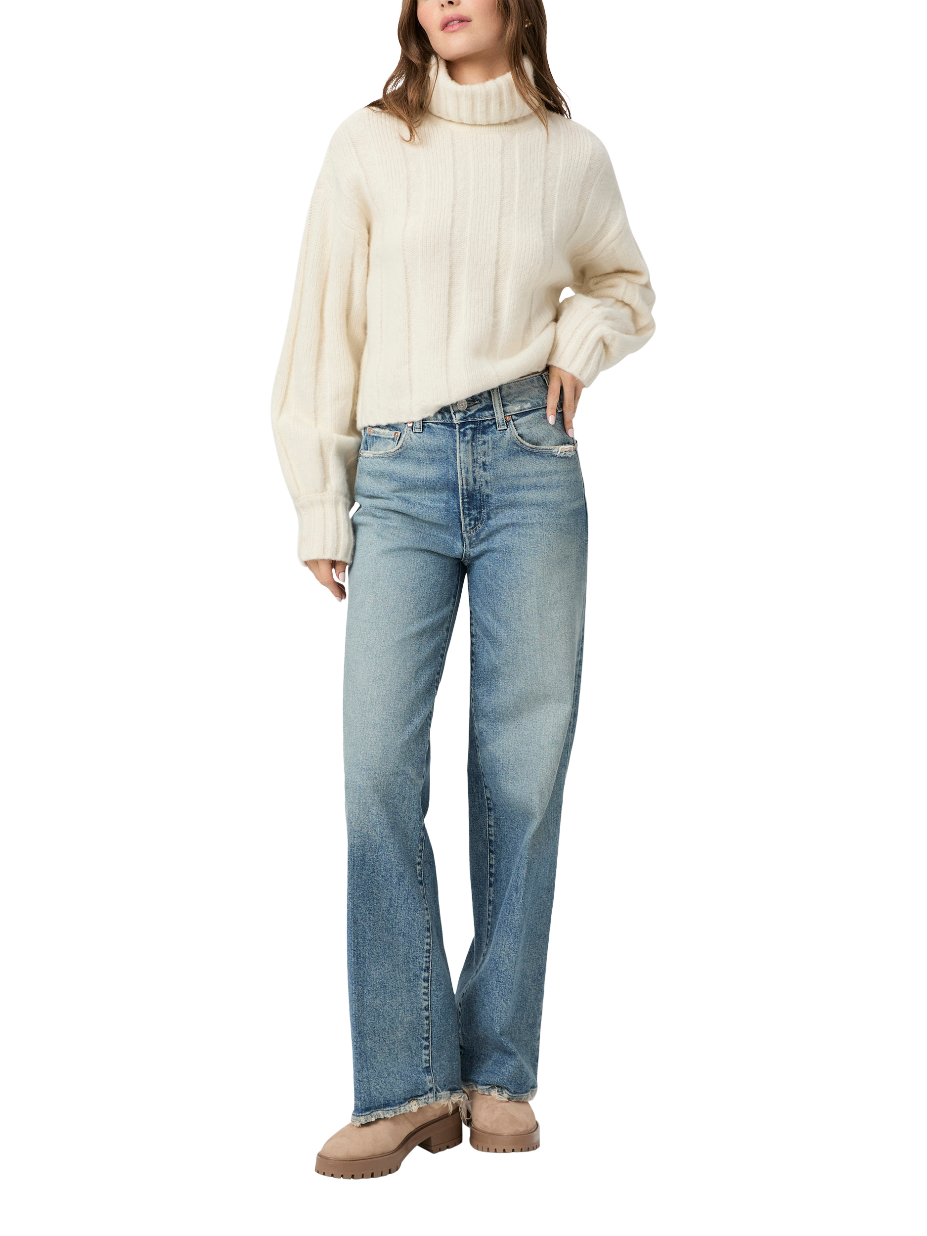 Product image 2 of 5, which shows PAIGE Roselia Wool Rich Jumper, Ivory, L