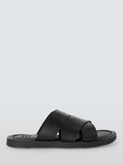 John Lewis Leather Cross Strap Sandals, Black, Black