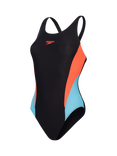 Speedo Muscleback Swimsuit, Black/Siren Red