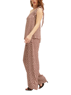 SUMMERY Copenhagen Avery Abstract Print Wide Leg Trousers, Brown, Brown