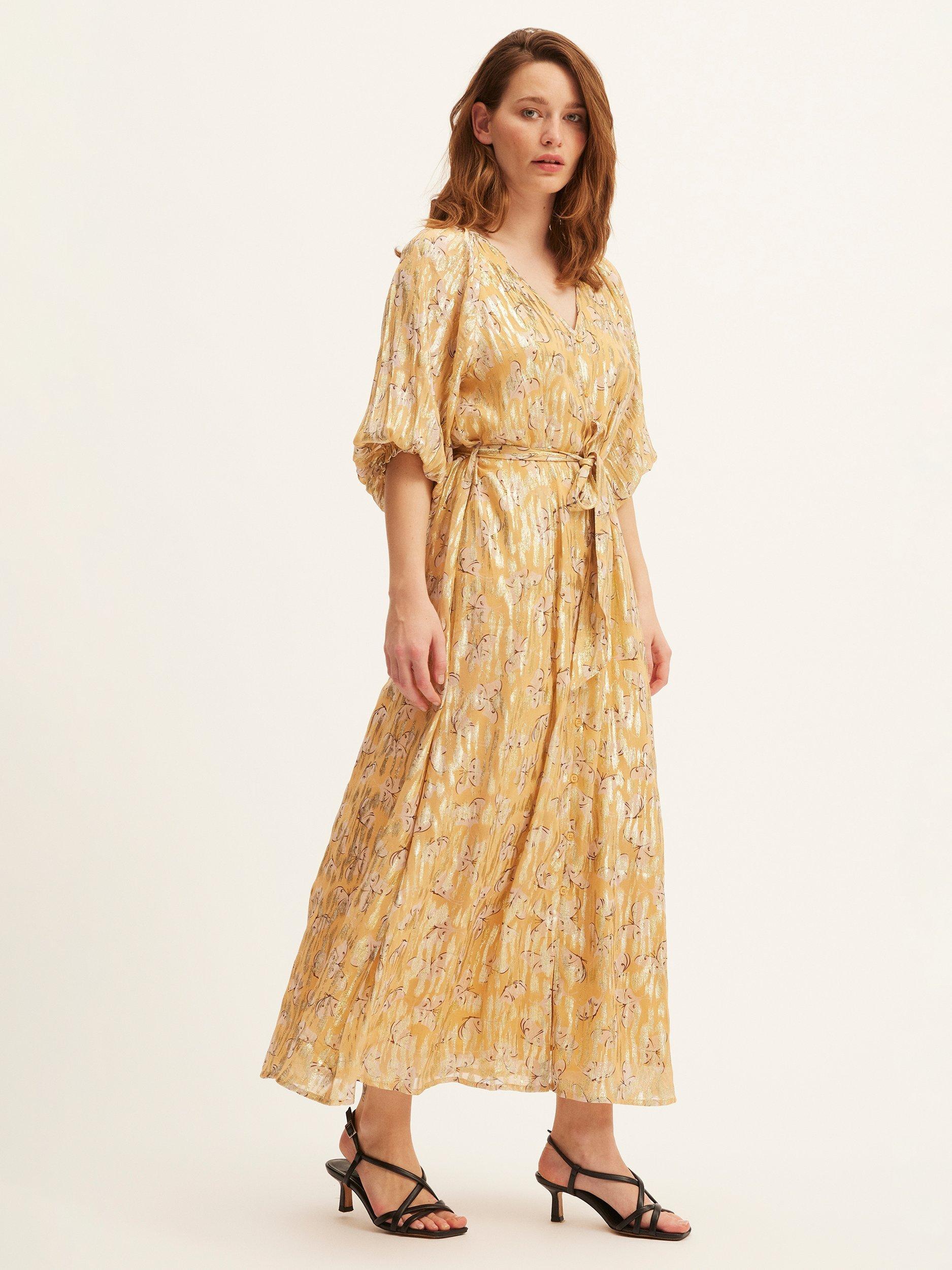 Product image 1 of 3, which shows SUMMERY Copenhagen Noor Button Dress, Cornsilk, XS