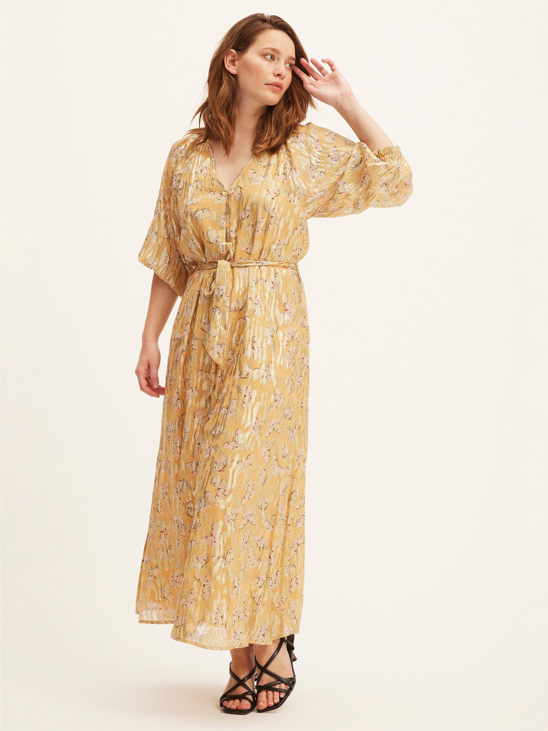 Product image 2 of 3, which shows SUMMERY Copenhagen Noor Button Dress, Cornsilk, XS