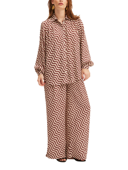 SUMMERY Copenhagen Avery Abstract Print Shirt, Rum Rosin, Rum Rosin