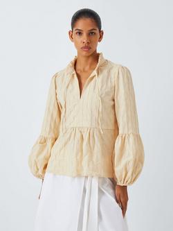 SUMMERY Copenhagen Klara Tie Front Blouse, Beige, Beige
