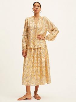 SUMMERY Copenhagen Noor Sheer Blouse, Gold, Gold