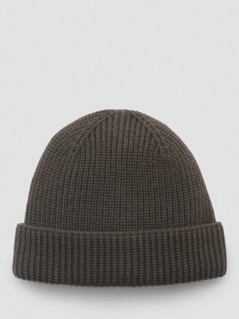 Mango Knit Beanie Hat, Beige - Khaki, One Size
