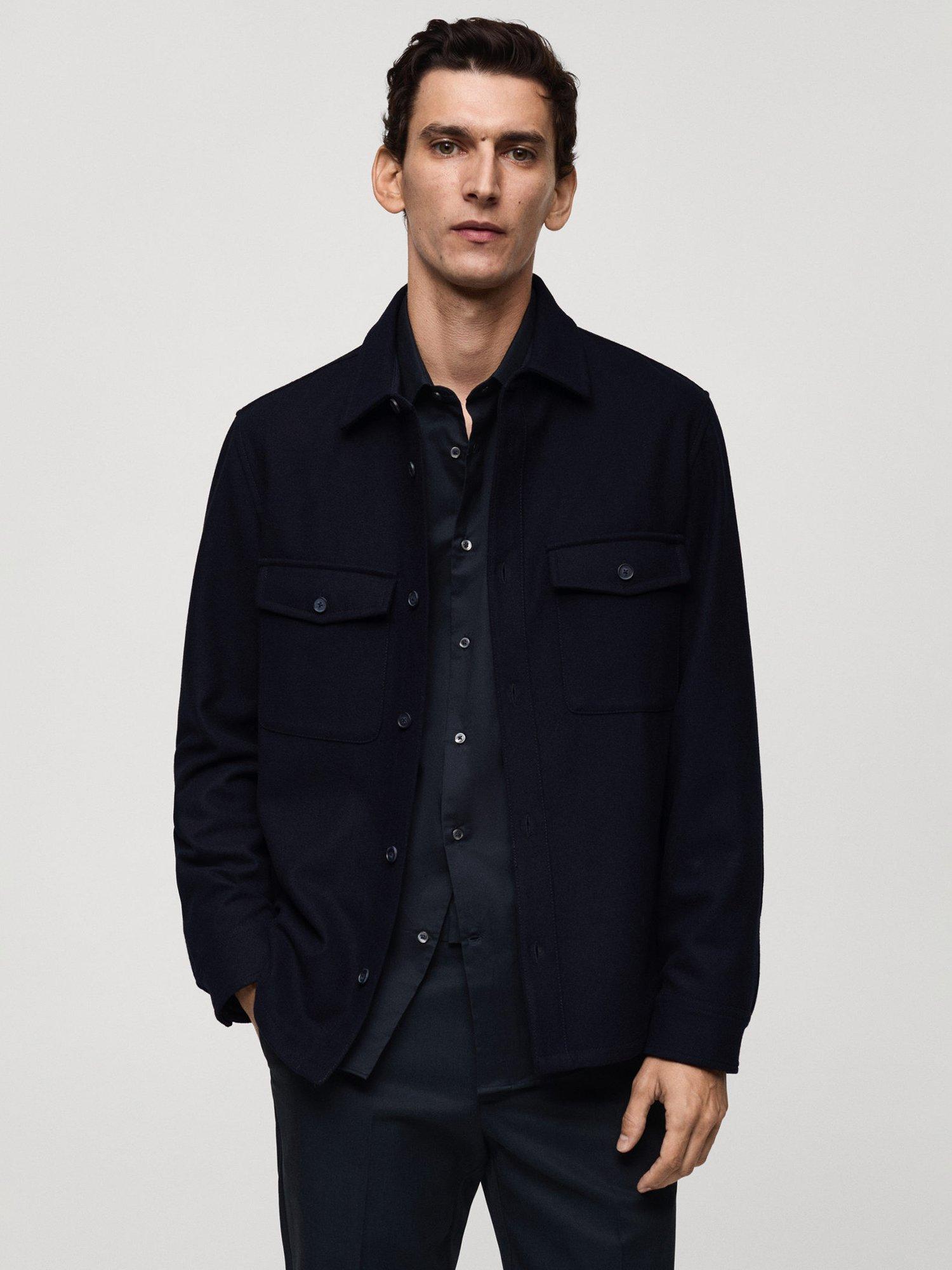 Product image 1 of 7, which shows Mango Margon Wool Blend Jacket, Navy, L