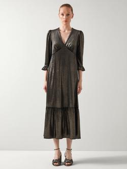 L.K.Bennett Deborah Metallic Velvet Dress, Gold, Gold
