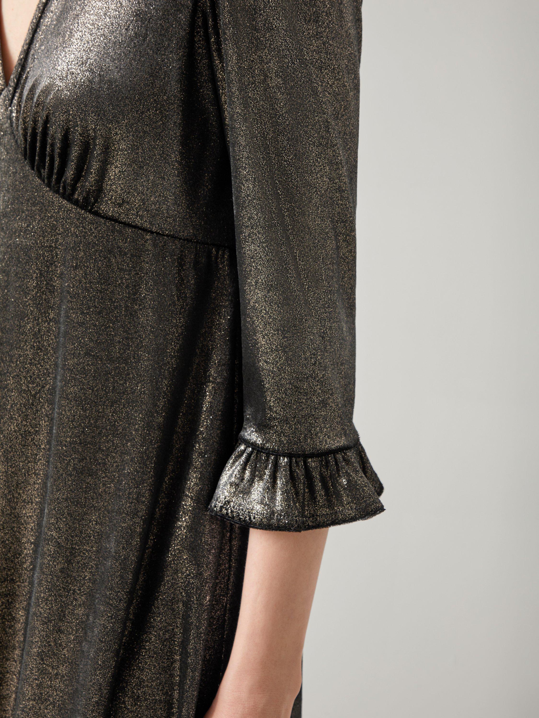 Product image 3 of 5, which shows L.K.Bennett Deborah Metallic Velvet Dress, Gold, 6