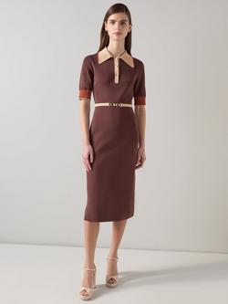 L.K.Bennett Rosey Colour Block Dress, Brown/Multi, Brown/Multi