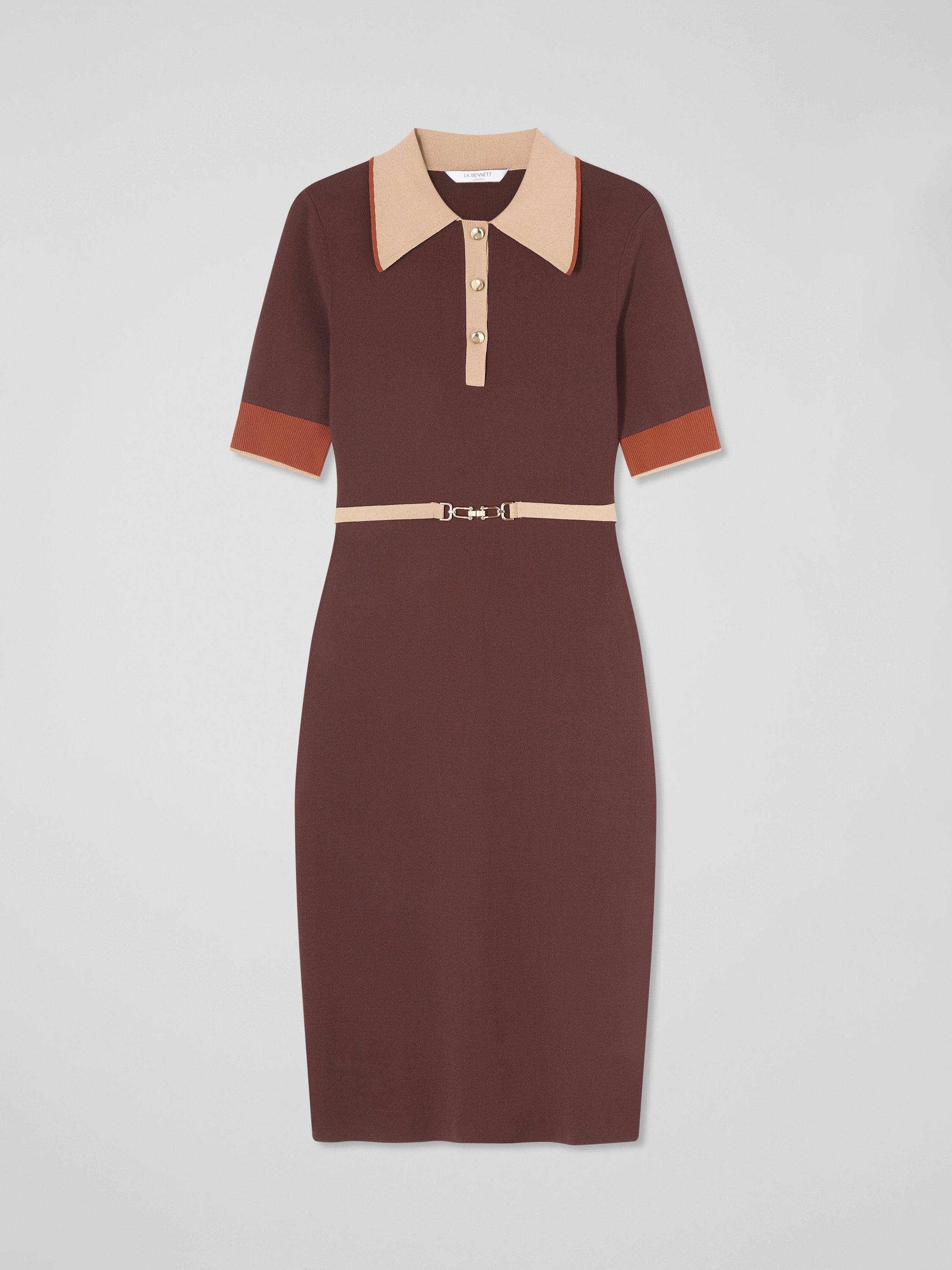 Product image 4 of 4, which shows L.K.Bennett Rosey Colour Block Dress, Brown/Multi, XS