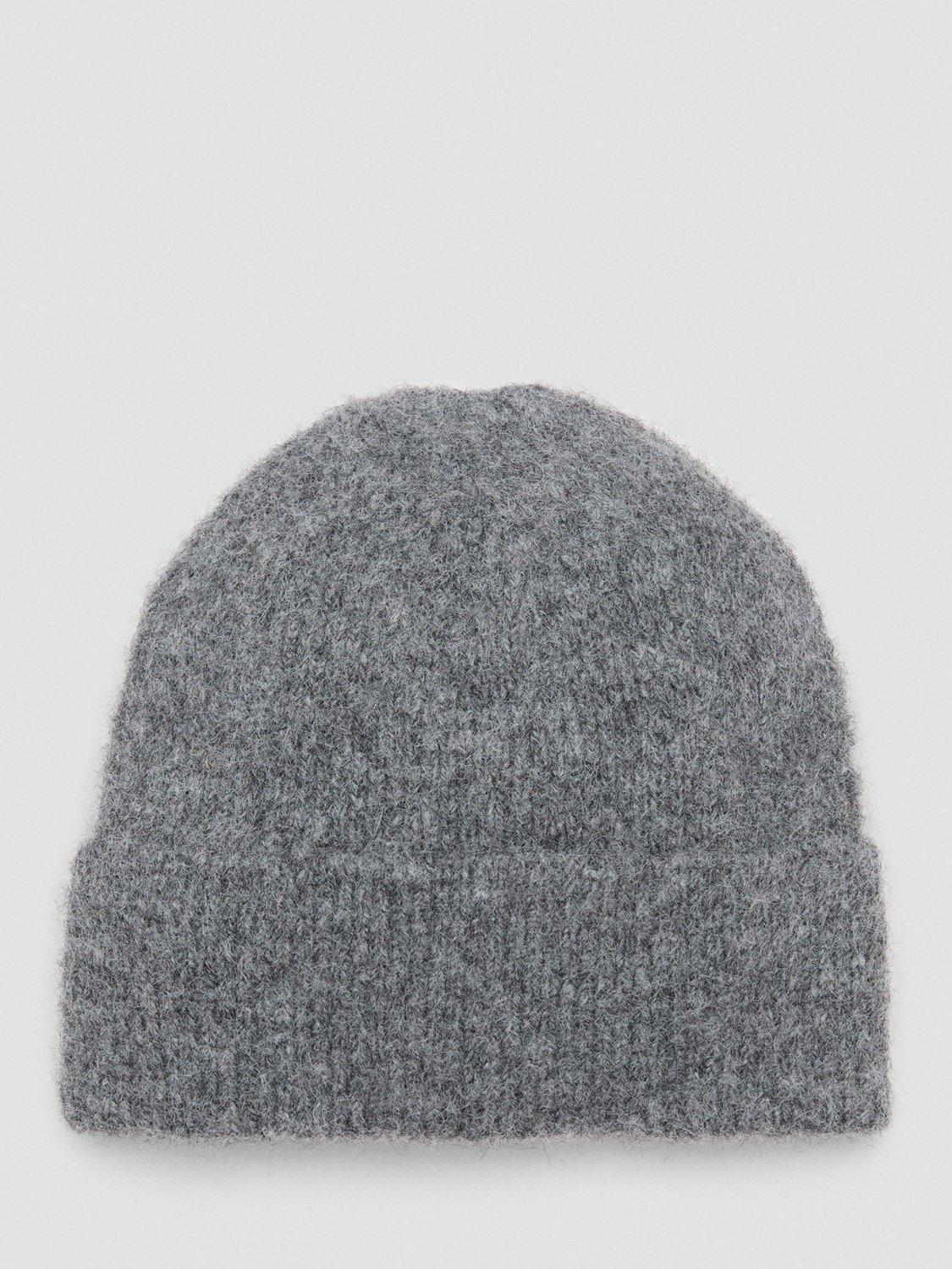 Mango Mohi Knit Beanie Hat, Dark Grey