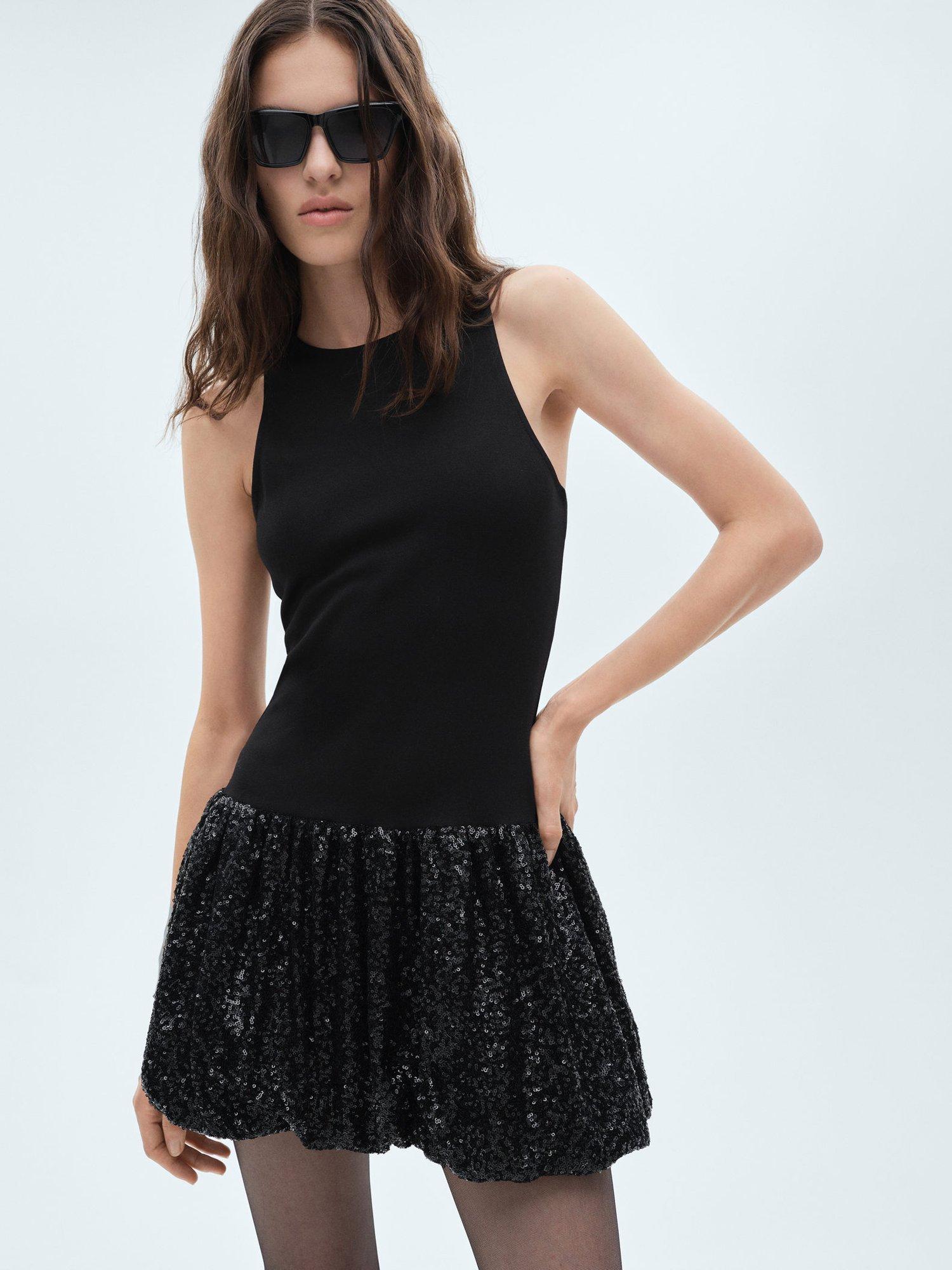 Mango Xnuba Sparkle Hem Dress, Black