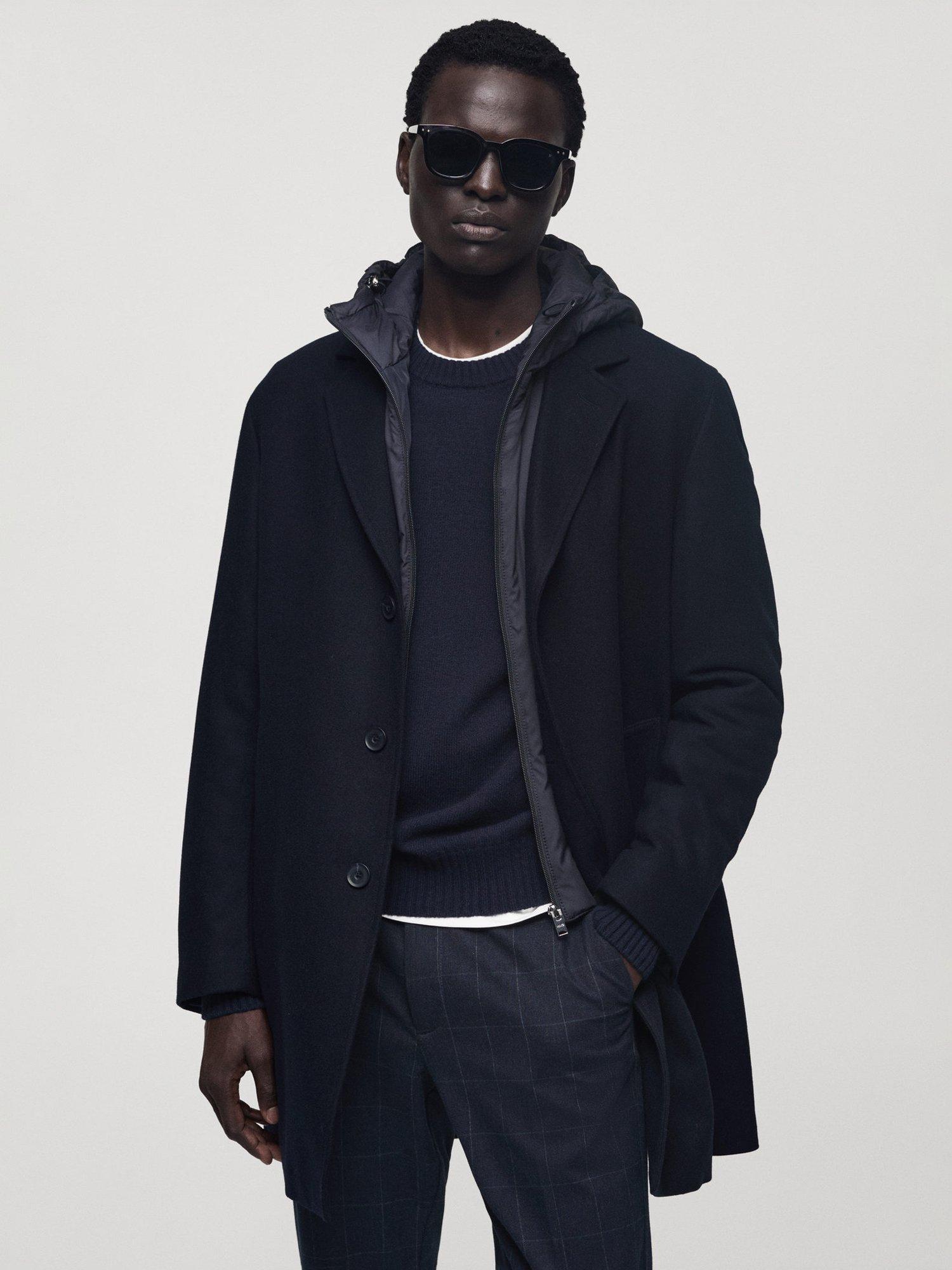 Product image 1 of 8, which shows Mango Msthis Wool Blend Overcoat, Navy, L
