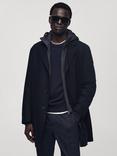 Mango Msthis Wool Blend Overcoat, Navy