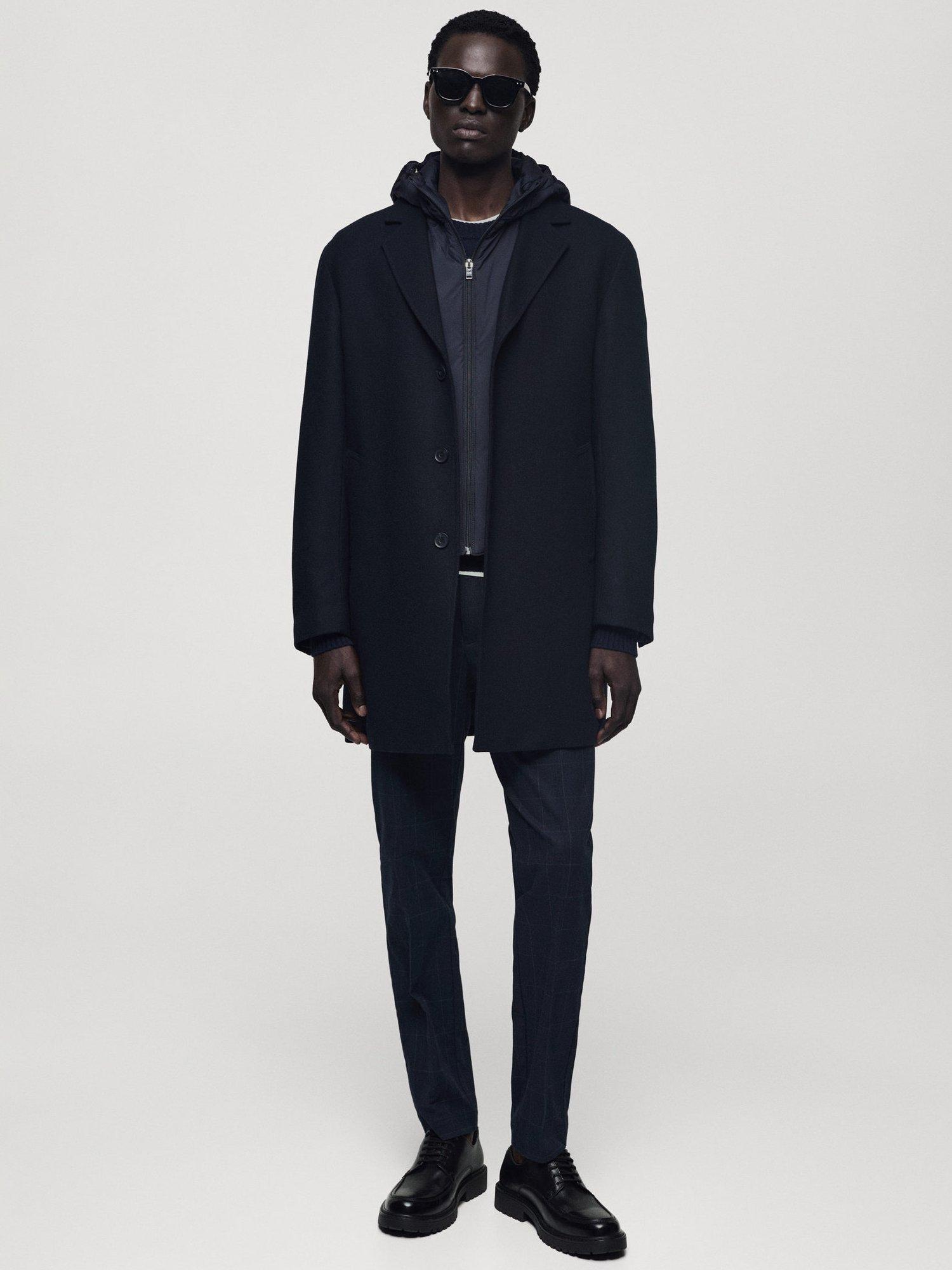 Product image 2 of 8, which shows Mango Msthis Wool Blend Overcoat, Navy, L