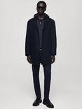 Mango Msthis Wool Blend Overcoat, Navy