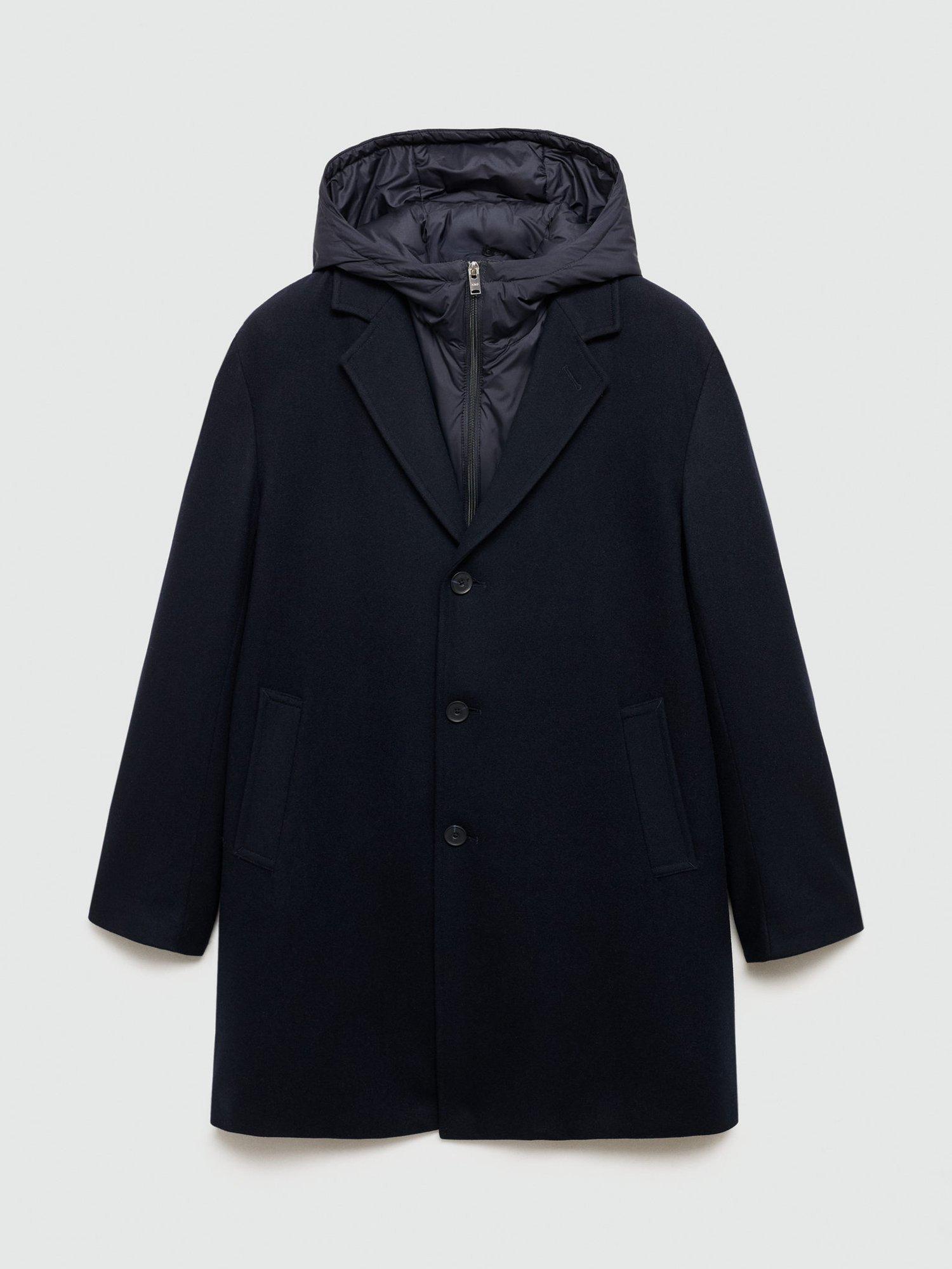 Product image 3 of 8, which shows Mango Msthis Wool Blend Overcoat, Navy, L