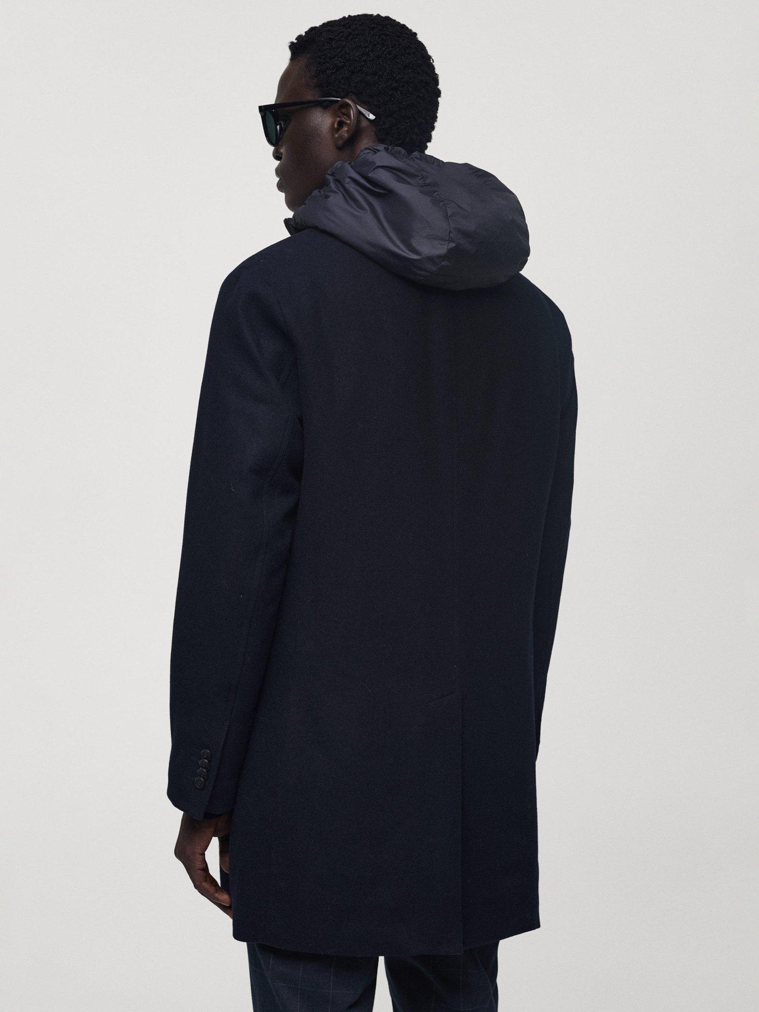 Product image 4 of 8, which shows Mango Msthis Wool Blend Overcoat, Navy, L