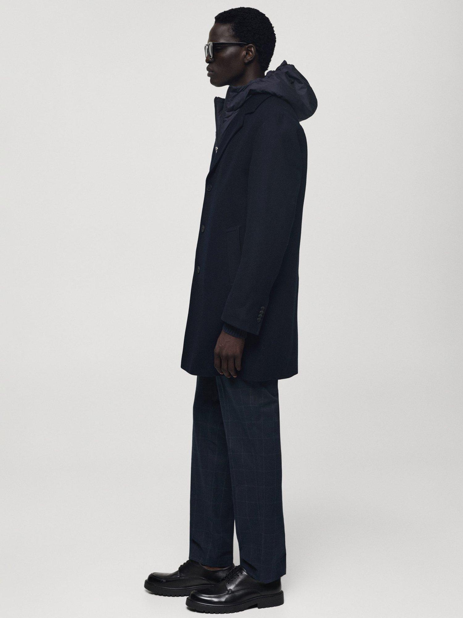 Product image 7 of 8, which shows Mango Msthis Wool Blend Overcoat, Navy, L
