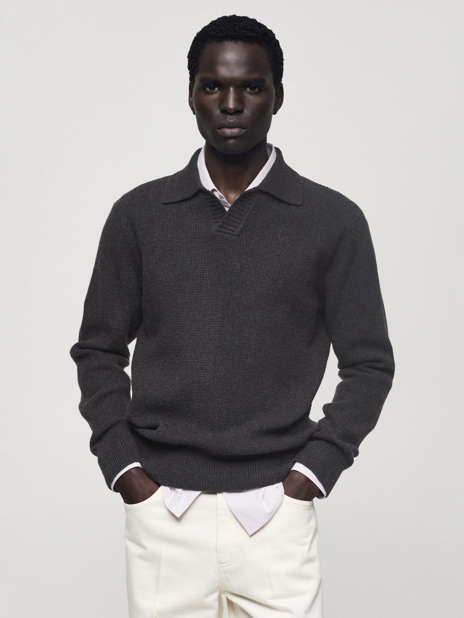 Mango Parks Collared Jumper, Charcoal