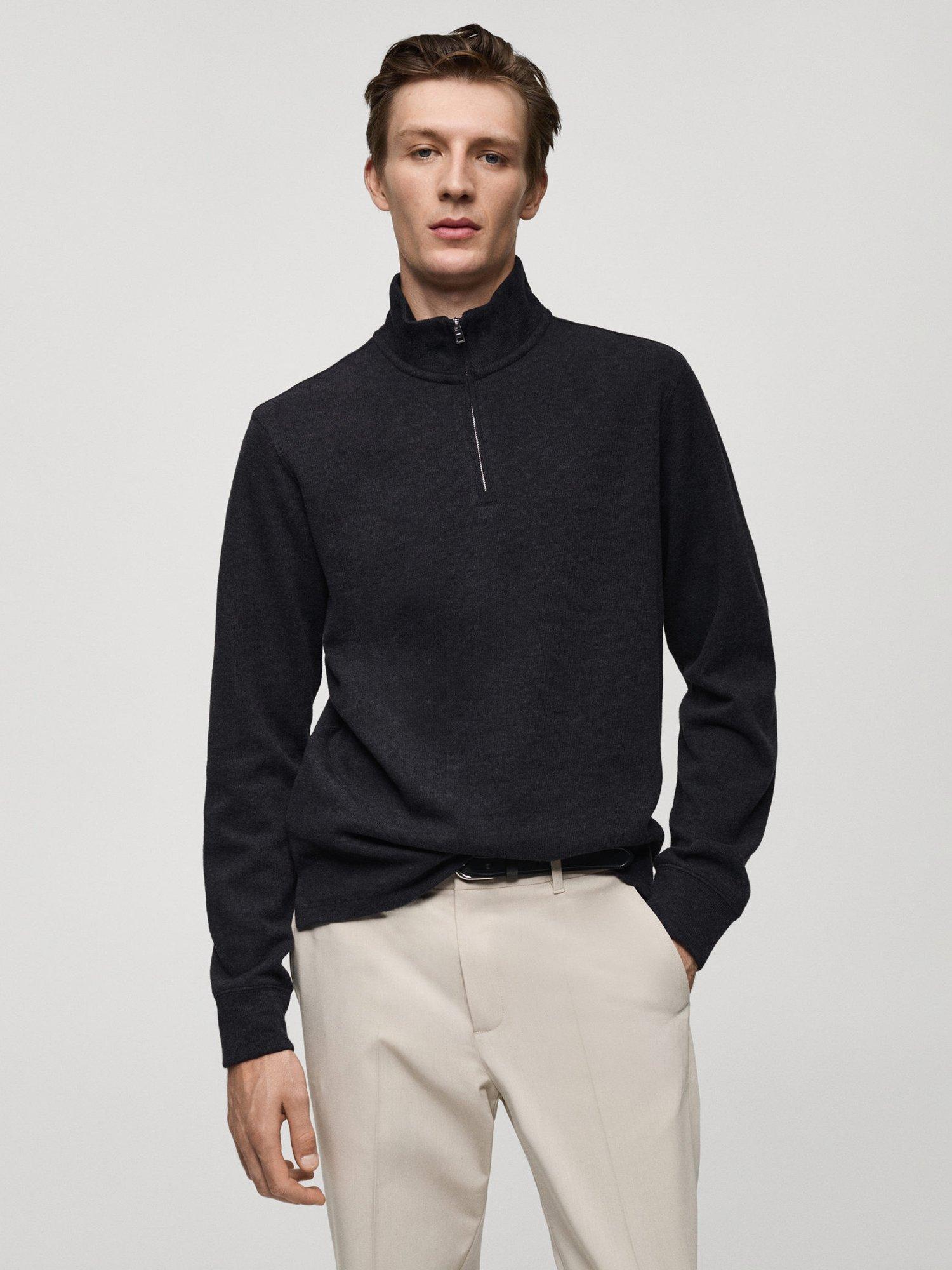 Mango Shanghai Cotton Blend Sweatshirt, Charcoal