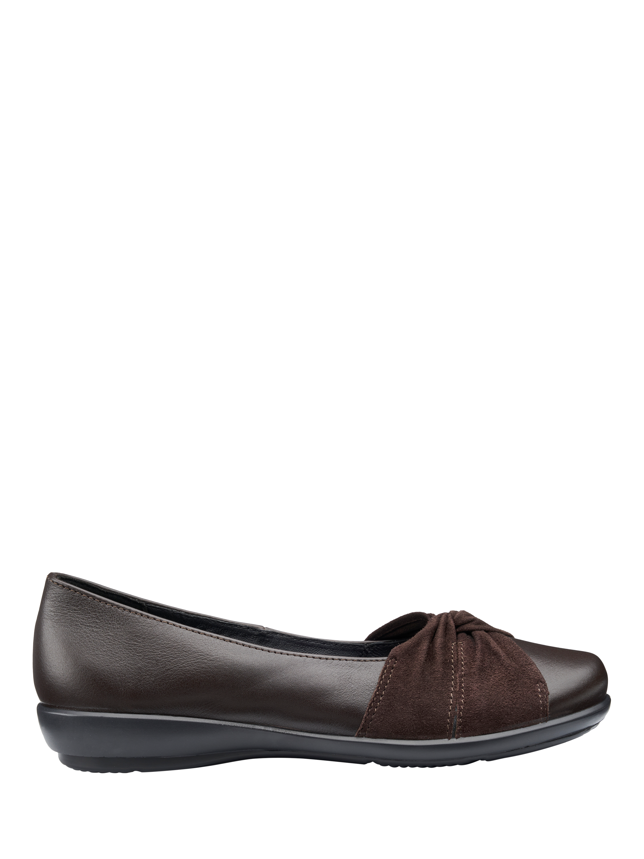 Hotter Lark Suede Bow Leather Ballerina Pumps
