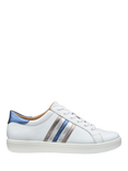 Hotter Switch Leather Stripe Trainers, White/Blue/Multi