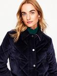 Boden Quilted Velvet Jacket, Navy