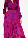 Boden Pippa Paisley Satin Maxi Dress, Amethyst, Leaf