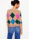 Boden Argyle Diamond Jumper, Camel Melange/Multi