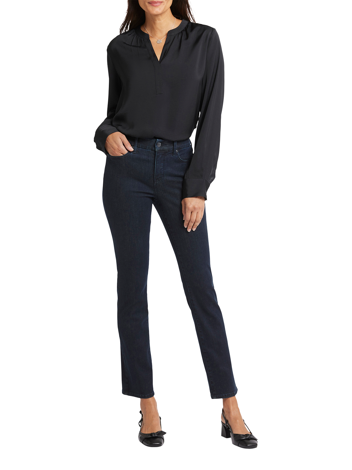 Product image 4 of 6, which shows NYDJ Waist-Match™ Sheri Slim Jeans, Midnight Falls, XS