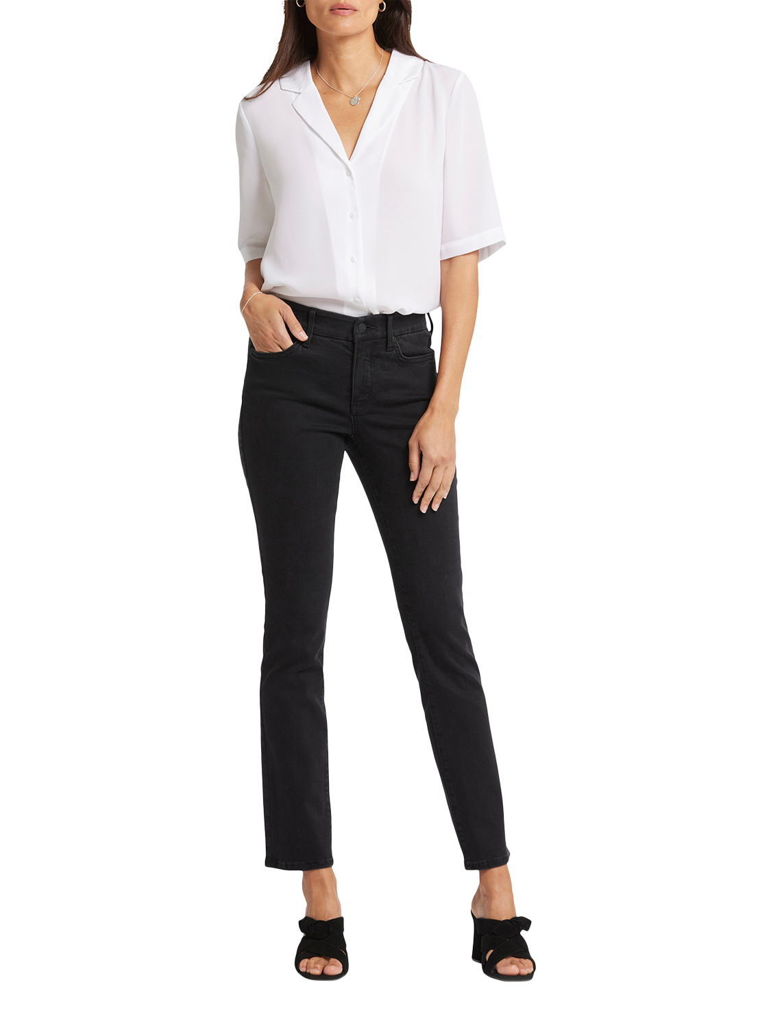 Product image 1 of 6, which shows NYDJ Waist-Match™ Sheri Slim Jeans, Vintage Black, XS