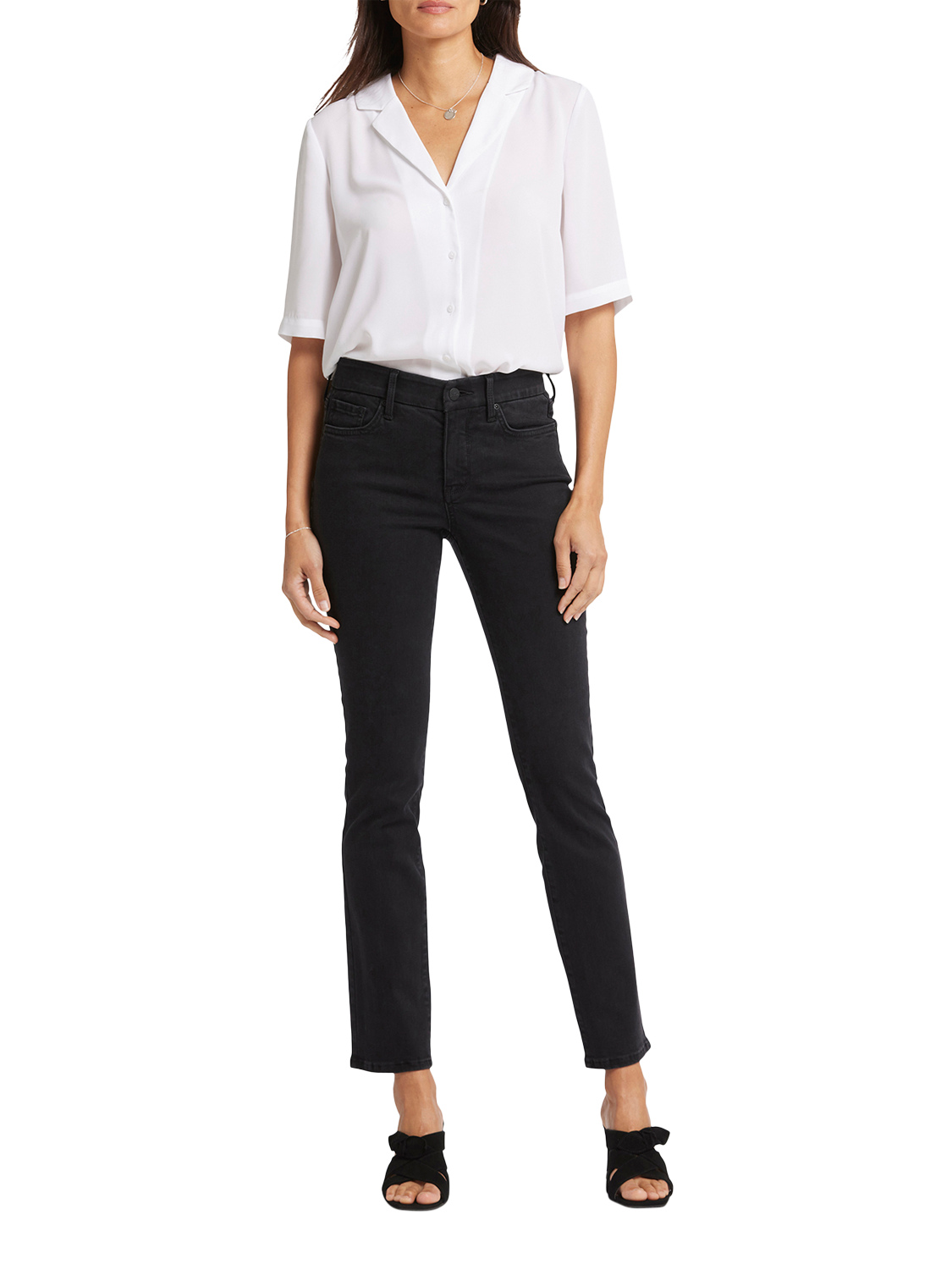 Product image 4 of 6, which shows NYDJ Waist-Match™ Sheri Slim Jeans, Vintage Black, XS