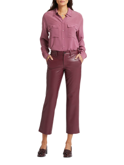 NYDJ Faux Leather Straight Ankle Grazer Trousers, Tavern