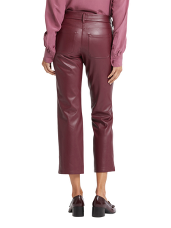 NYDJ Faux Leather Straight Ankle Grazer Trousers - view 2, Tavern