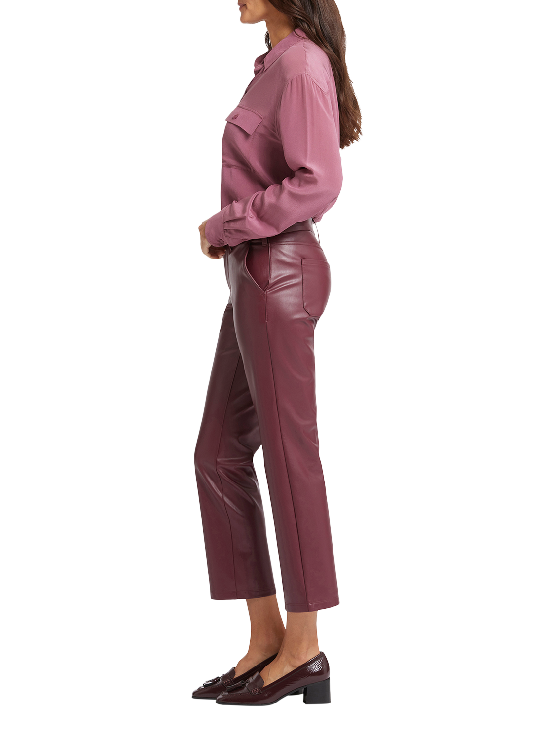 Product image 5 of 6, which shows NYDJ Faux Leather Straight Ankle Grazer Trousers, Tavern, 4