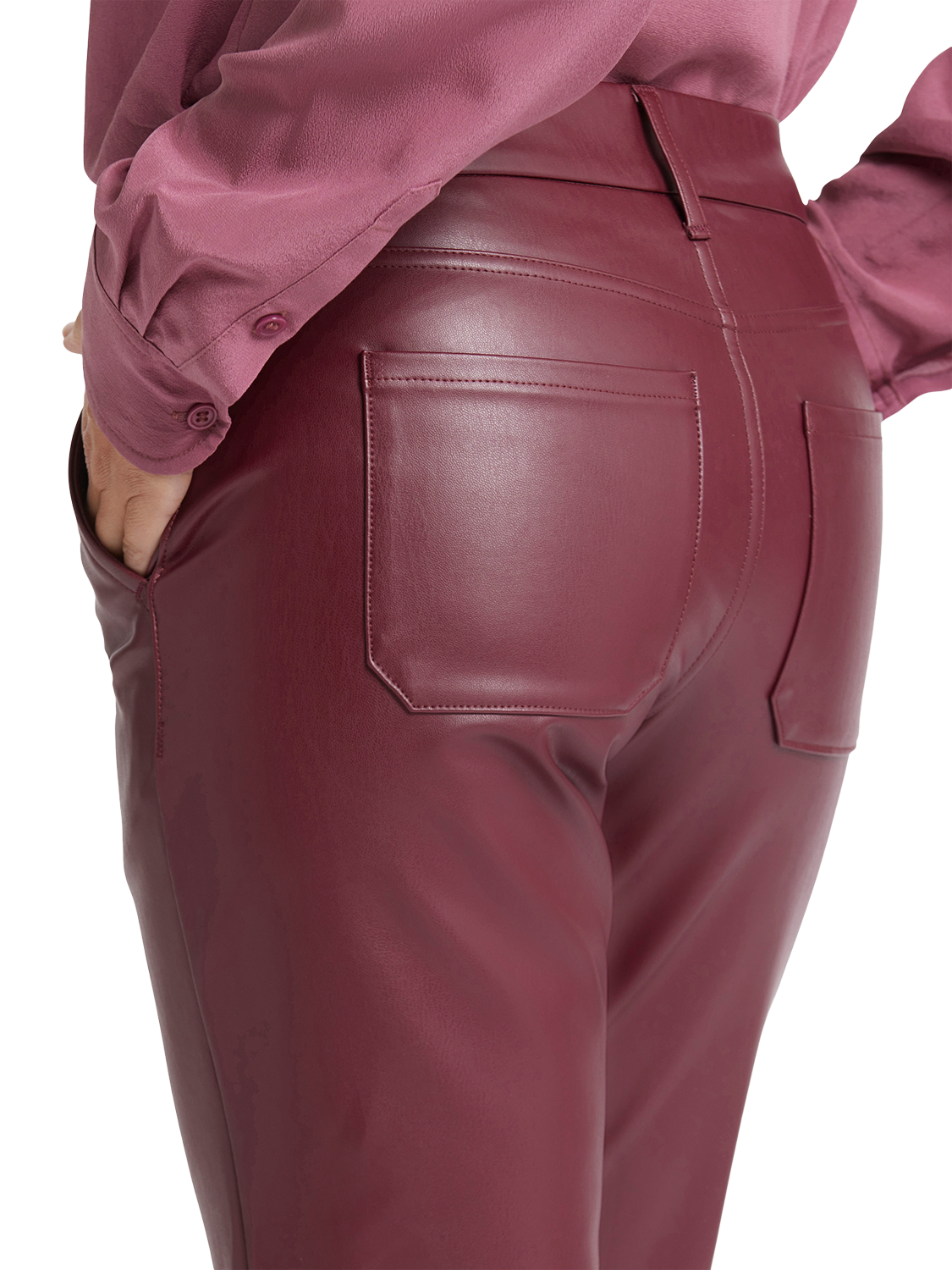 Product image 6 of 6, which shows NYDJ Faux Leather Straight Ankle Grazer Trousers, Tavern, 4