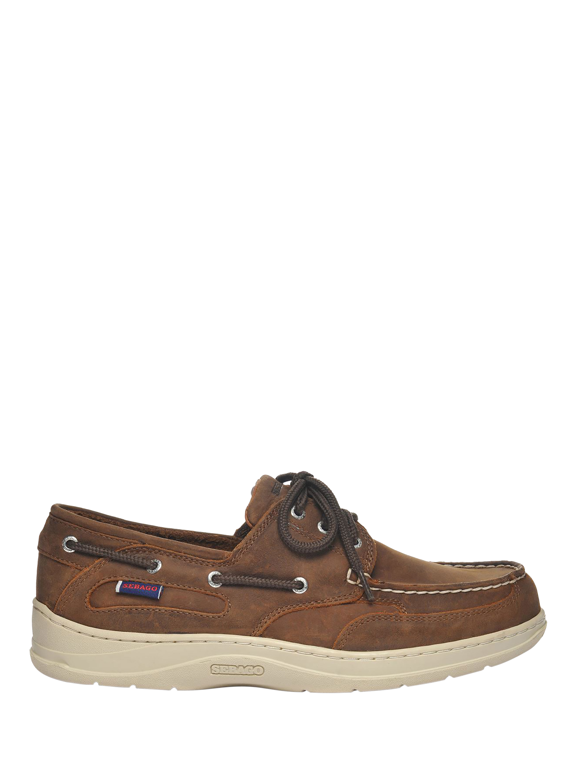 Product image 1 of 5, which shows Sebago Clovehitch Charlestown Leather Deck Shoes, Dark Brown, 7