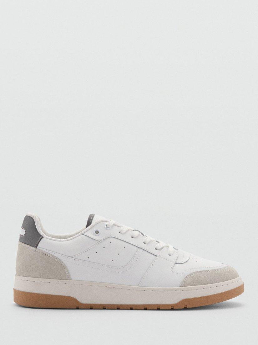 Product image 1 of 5, which shows Mango Maxim Leather Blend Trainers, White, 8