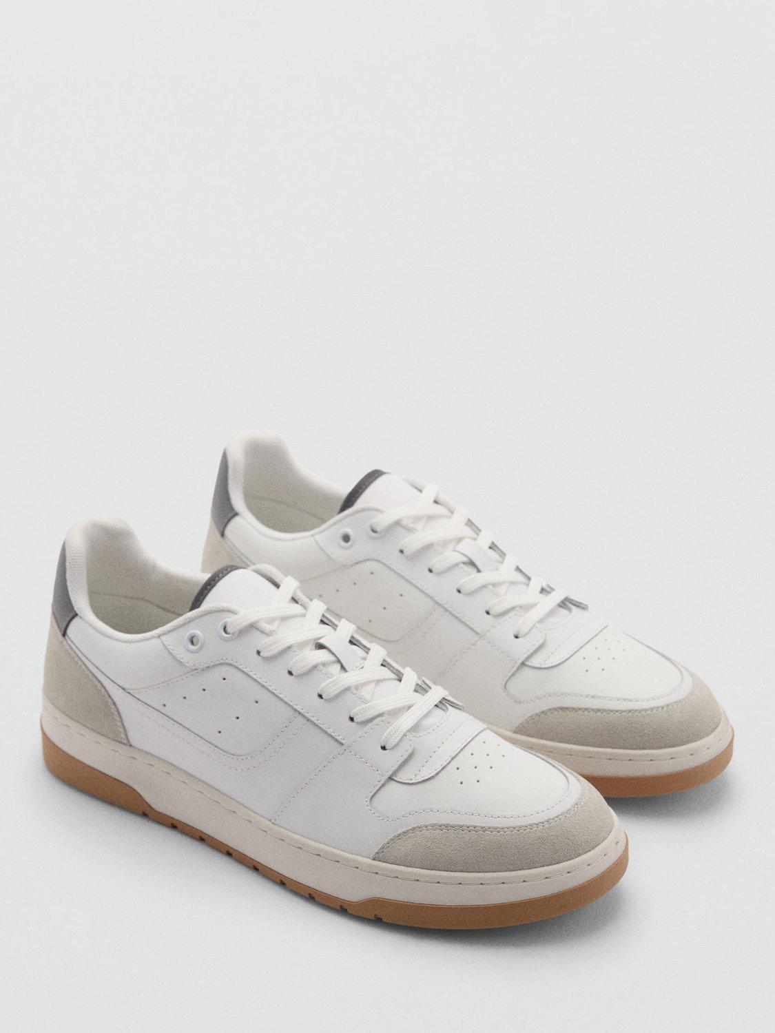 Product image 2 of 5, which shows Mango Maxim Leather Blend Trainers, White, 8