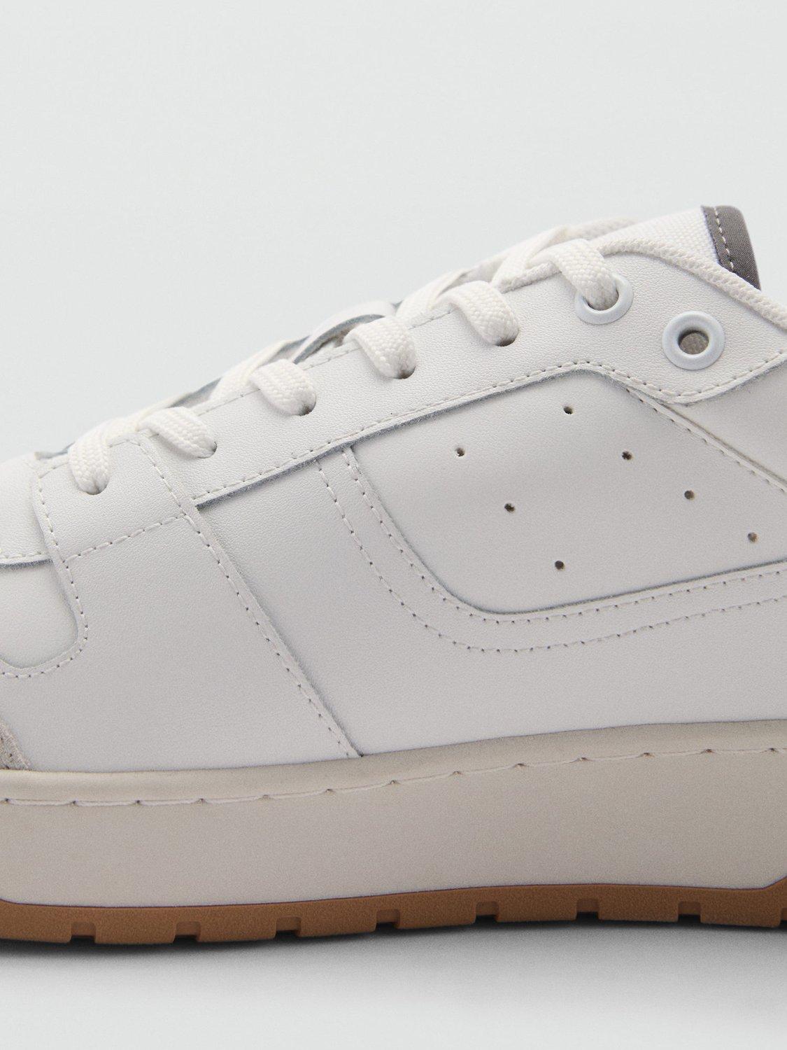 Product image 4 of 5, which shows Mango Maxim Leather Blend Trainers, White, 8