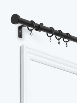 John Lewis Extendable Metal Curtain Pole Kit with Disc Finial, Dia.19mm, Matte Black