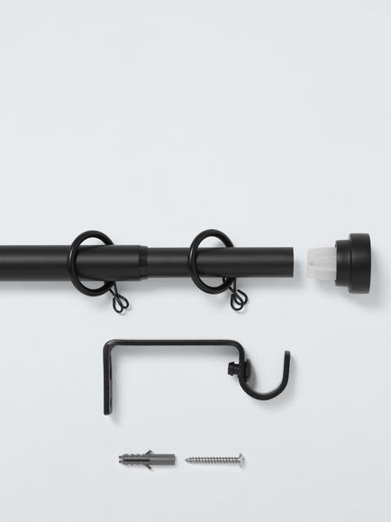 John Lewis Extendable Metal Curtain Pole Kit with Disc Finial, Dia.19mm - view 2, Matte Black
