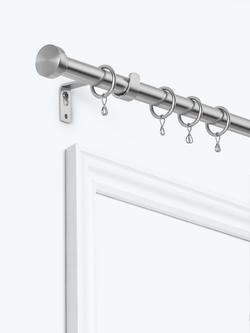 John Lewis Extendable Metal Curtain Pole Kit with Disc Finial, Dia.19mm, Chrome