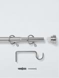 John Lewis Extendable Metal Curtain Pole Kit with Disc Finial, Dia.19mm, Chrome