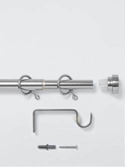 John Lewis Extendable Metal Curtain Pole Kit with Disc Finial, Dia.19mm - view 2, Chrome