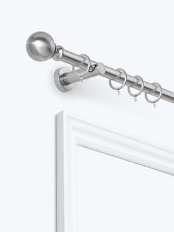 John Lewis Extendable Metal Curtain Pole Kit with Ball Finial, Dia.28mm, Brushed Nickel