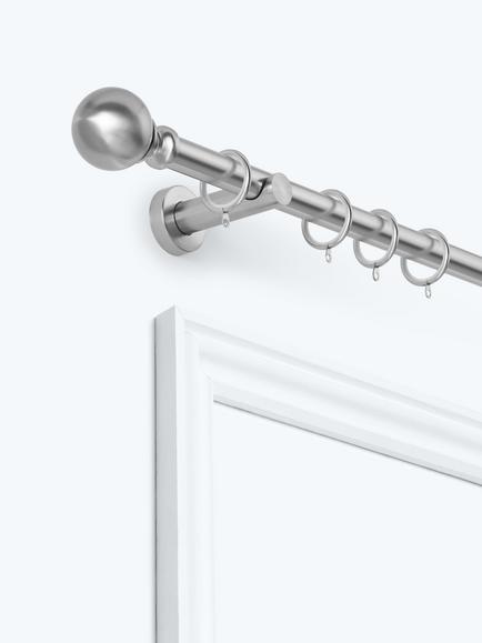 John Lewis Extendable Metal Curtain Pole Kit with Ball Finial, Dia.28mm, Brushed Nickel