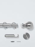 John Lewis Extendable Metal Curtain Pole Kit with Ball Finial, Dia.28mm, Brushed Nickel